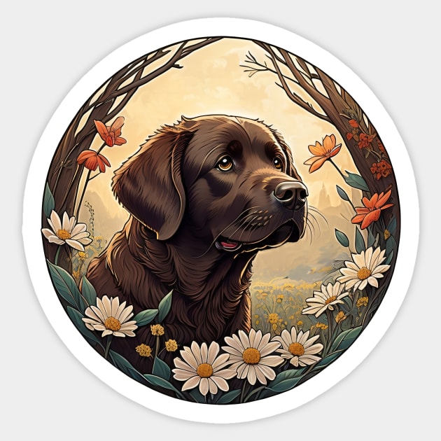 Chocolate Lab Portrait Sticker by Pet And Petal